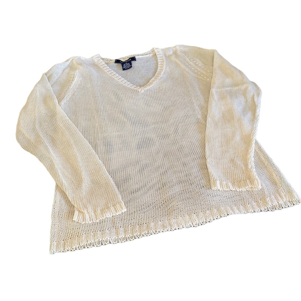Vintage The Limited Mesh Open Knit Long Sleeve Vneck Blouse